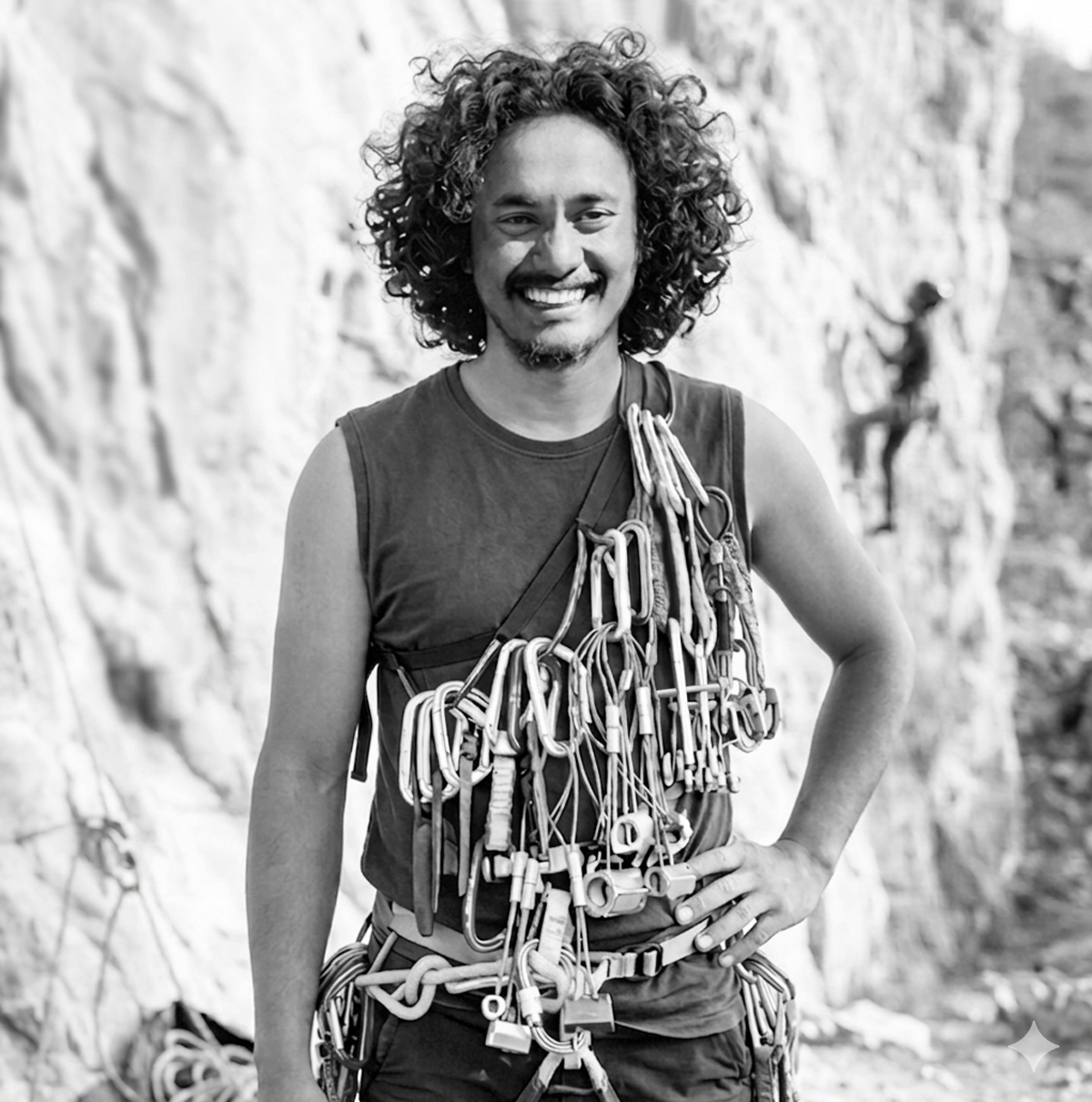 climber with gear sling